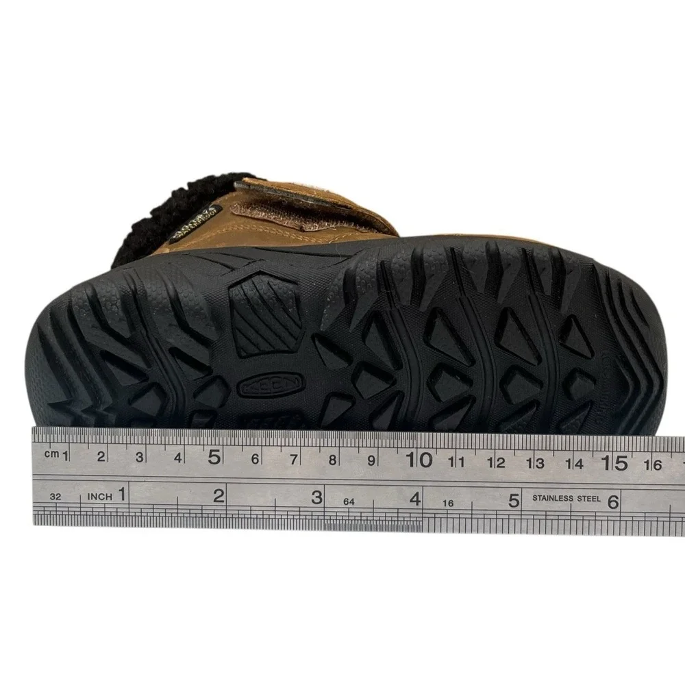 KEEN Toddler Boys Girls Waterproof Leather Boots Size 8 Brown Slip-on Mid Top